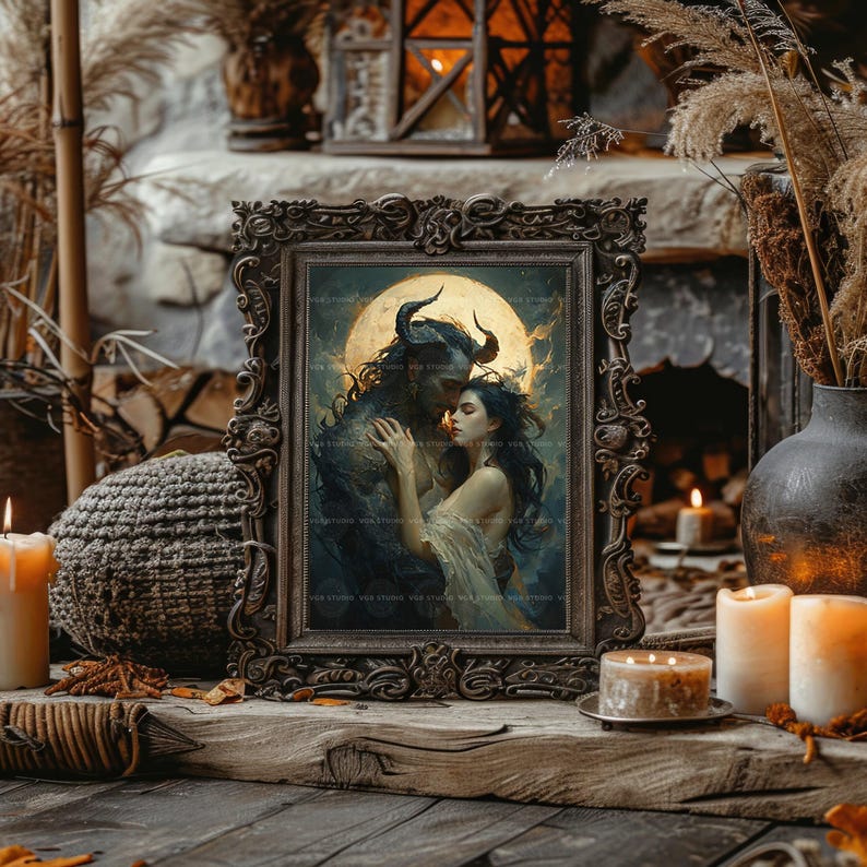 Monster Romance Wall Art Print, Gothic Bedroom Decor, Occult Aesthetic, Mythical Creature, Dark Feminine Energy, Supernatural Posters K35 image 6