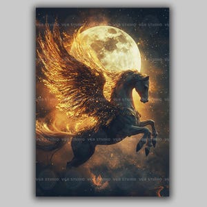 Pegasus Art Print Mythical Winged Horse Fantasy Creature Artwork ...