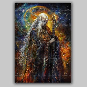 Arianrhod Art Print Celtic Goddess Stars Mythology Cosmic Divine Feminine Fantasy Wall Decor Astral Magic Enchantress Wiccan Spiritual AD28
