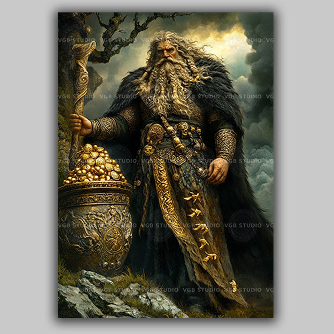 The Dagda Celtic God Wall Art Print, Irish Mythology Druid King ...