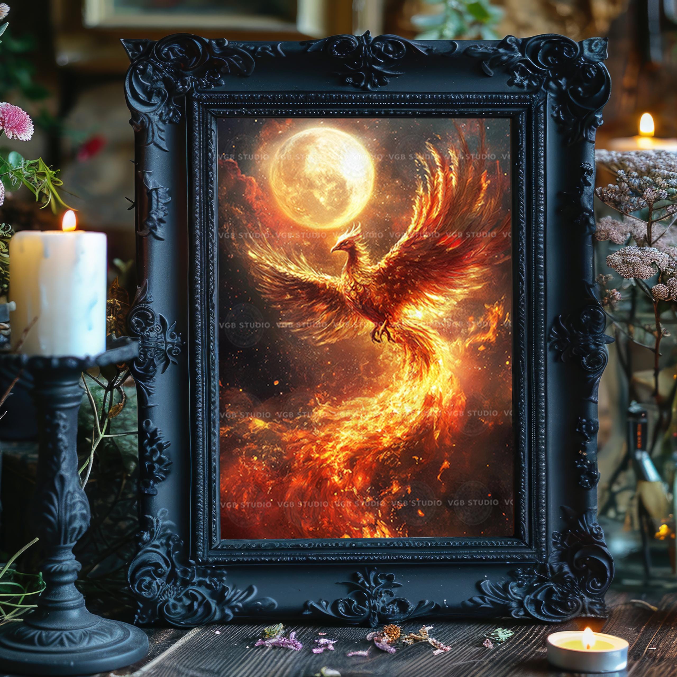 Phoenix Wall Art Print Fiery Bird of Rebirth Mythical Fire Creature ...