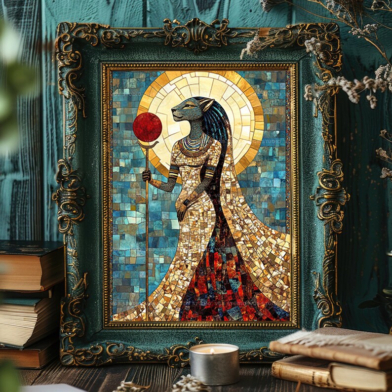 Sekhmet Egyptian Goddess Art Print | Lioness Deity Mosaic Painting ...