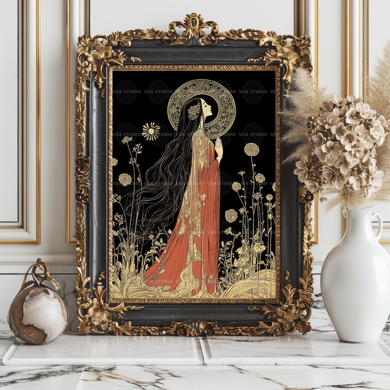Mary Magdalene Art Print Christian Saint Feminine Spirituality Mystic Woman Halo Religious Artwork Faith Wall Decor Sacred Feminine AJ87 image 7