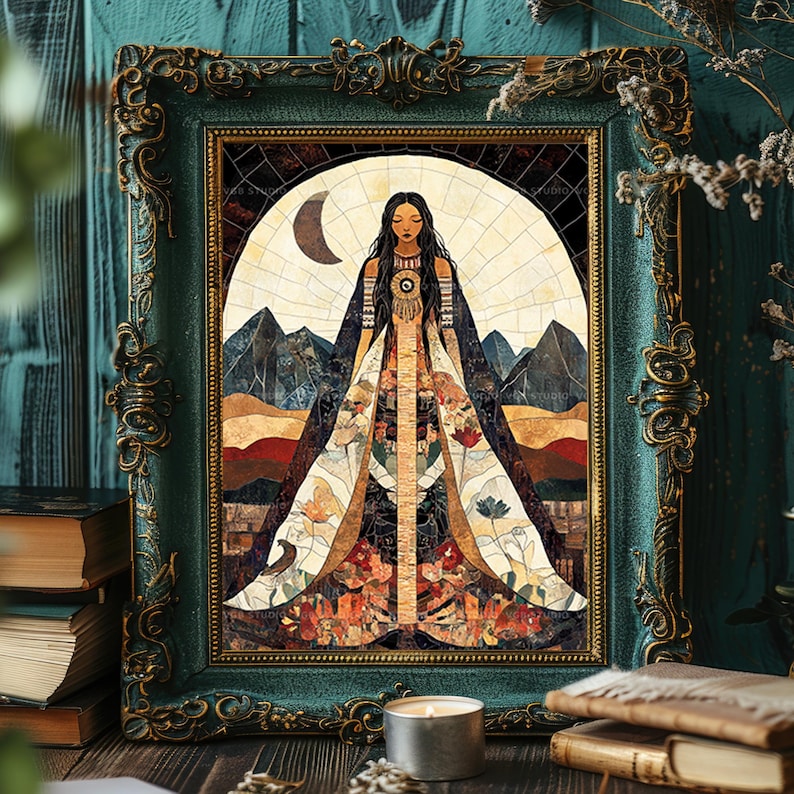 Changing Woman Navajo Goddess Wall Art Print Indigenous Mythology Sacred Feminine Nature Symbolism Native Spirit Earth Renewal Artwork AJ29 image 5