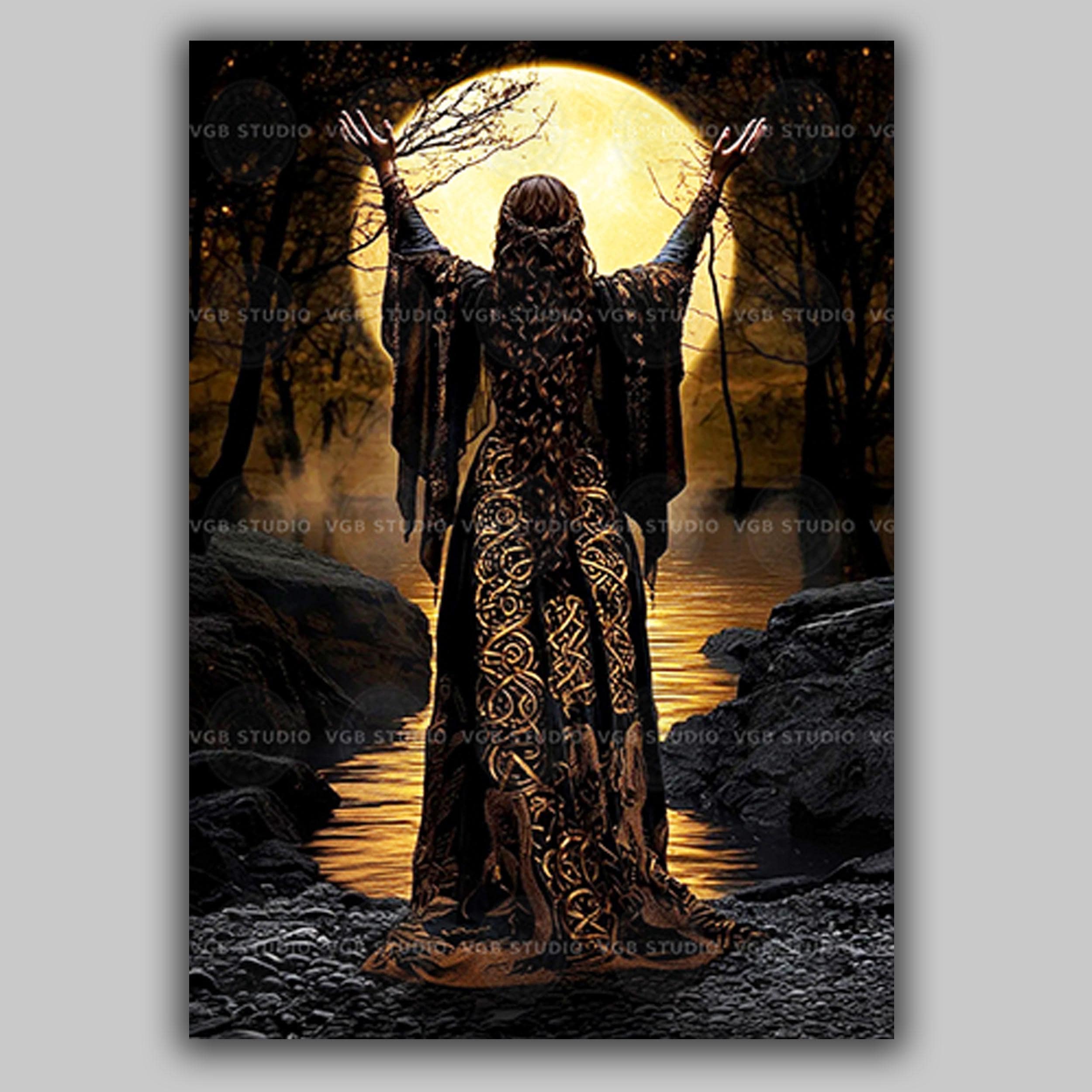 Morgan Le Fay Art Print Moon Priestess Wall Decor Celtic Witch