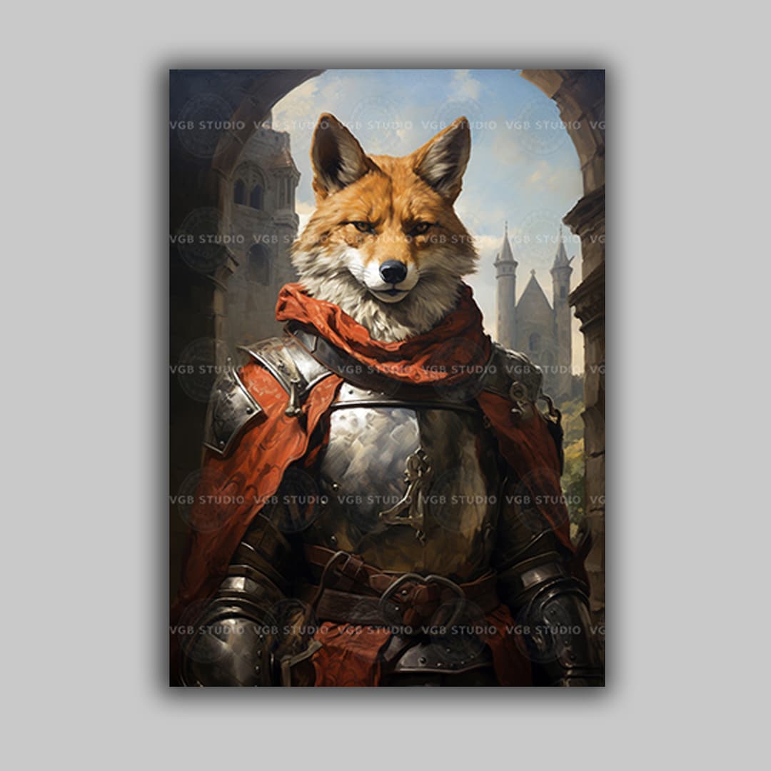 Sir Red Fox Knight Giclee Artwork Baroque Painting Wall Art Poster ...