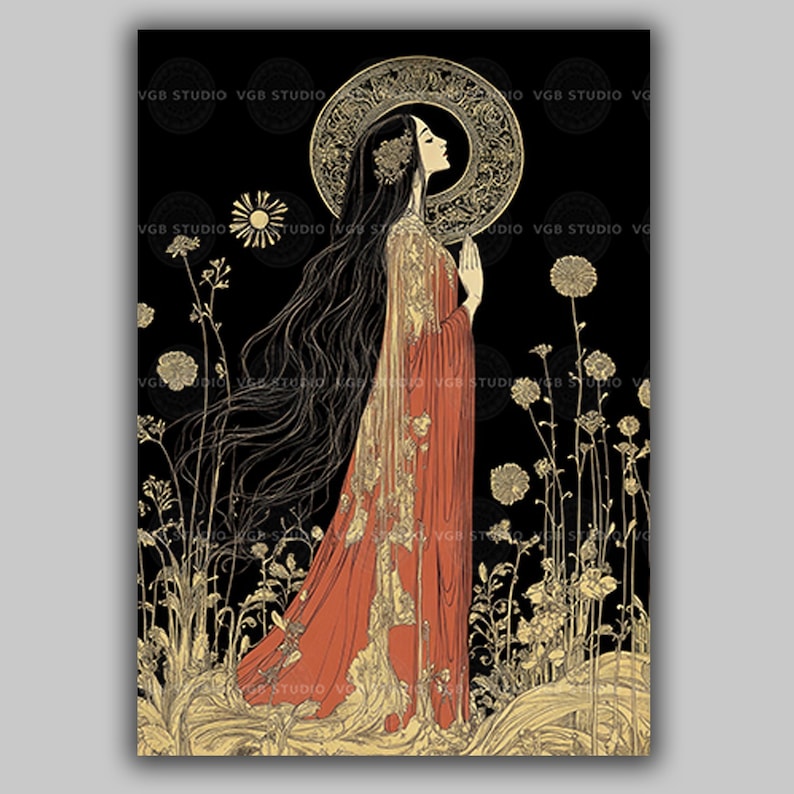 Mary Magdalene Art Print Christian Saint Feminine Spirituality Mystic Woman Halo Religious Artwork Faith Wall Decor Sacred Feminine AJ87 image 1