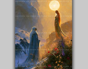 Cailleach Aine Wall Art Print, Winter and Summer Goddesses, Celtic Mythology, Irish Folklore, Wheel of the Year Decor, Divine Feminine AP19
