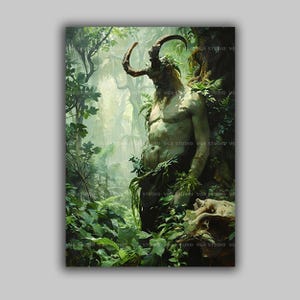 Cernunnos Art Print Celtic Forest God Green Man Horned Druid Pagan Decor Nature Spirit Mythology Wall Stag Antlers Wild Masculine Energy K52