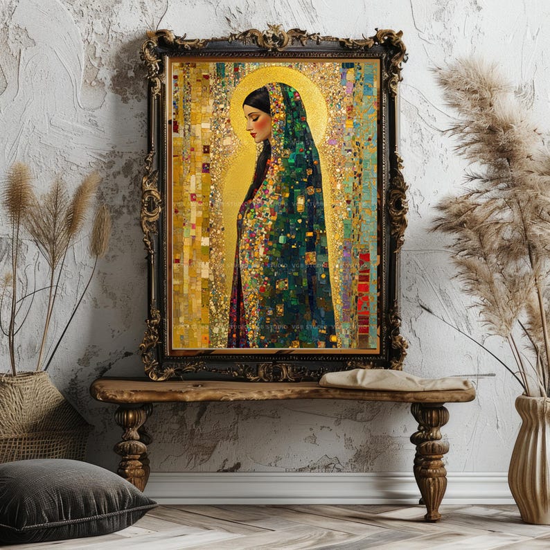 Mary Magdalene Art Print Mosaic Icon Religious Decor Sacred Woman Spiritual Wall Christian Gift Colorful Portrait Faith Altar Catholic AJ51 image 5