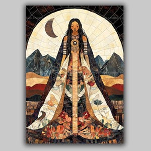 Changing Woman Navajo Goddess Wall Art Print Indigenous Mythology Sacred Feminine Nature Symbolism Native Spirit Earth Renewal Artwork AJ29 image 1