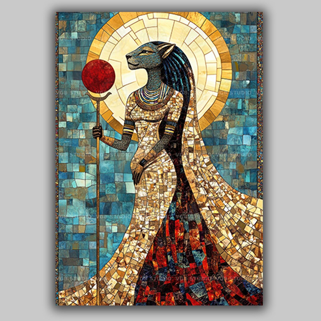 Sekhmet Egyptian Goddess Art Print | Lioness Deity Mosaic Painting ...