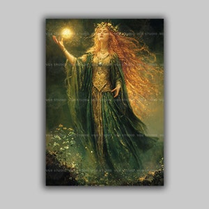 Danu Goddess of Earth and Abundance Print, Celtic Pagan Wall Art, Mother of Tuatha Dé Danann, Irish Mythology Decor, Nature Witch Gift u57