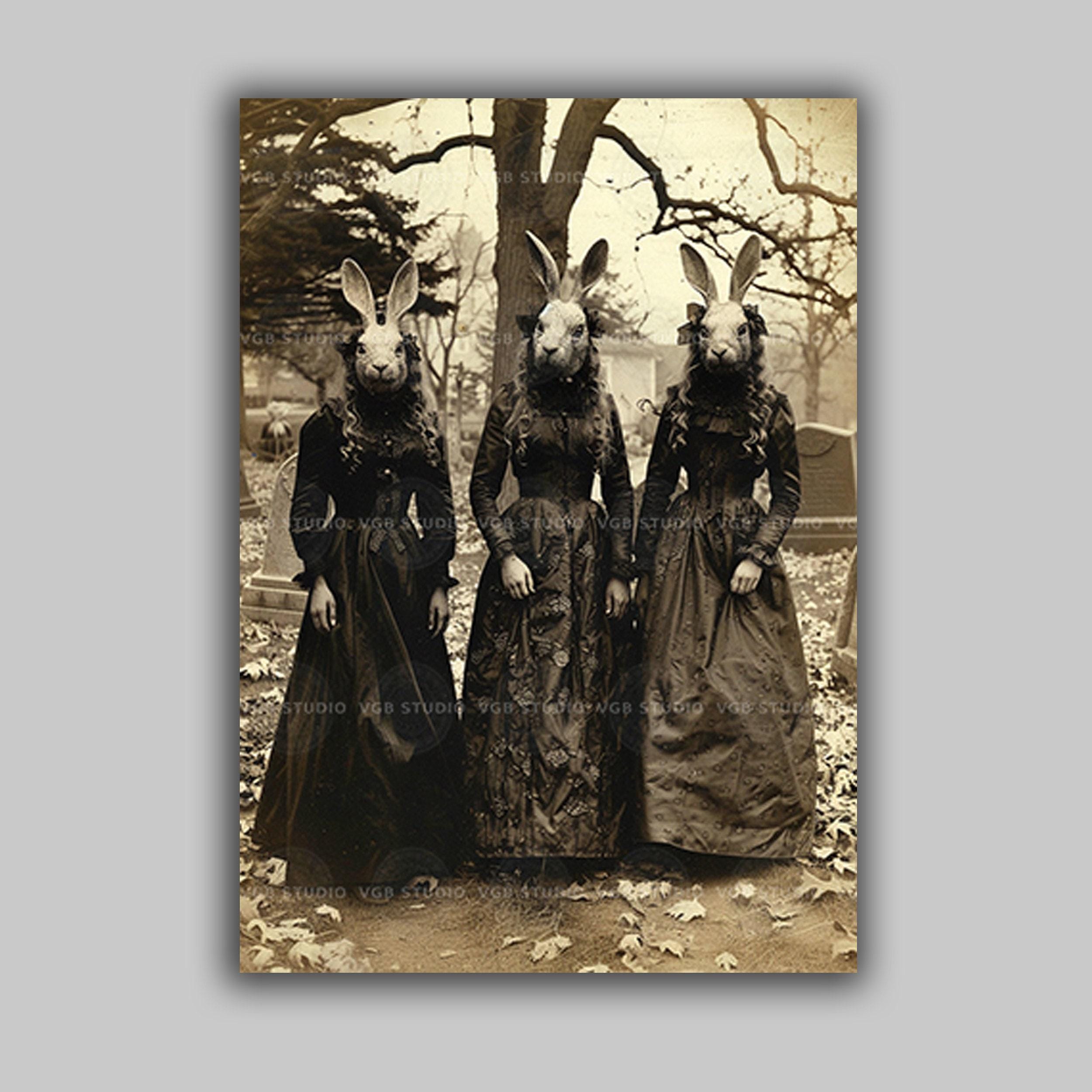 Rabbit Cult Wall Art Print, Victorian Gothic Decor, Dark Academia