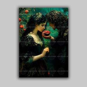 Persephone und Hades Art Mythos Romantik Druck Griechische Unterwelt Paar Poster Granatapfel Moment Fantasy Liebhaber Wanddekor Gothic Style r39