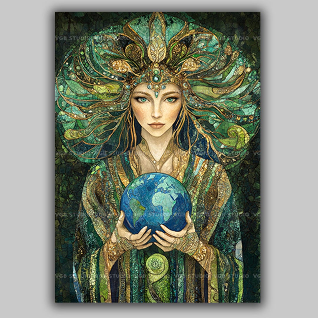 Gaia Greek Earth Goddess Art Print Mother Earth Deity Wall Decor Gaea ...