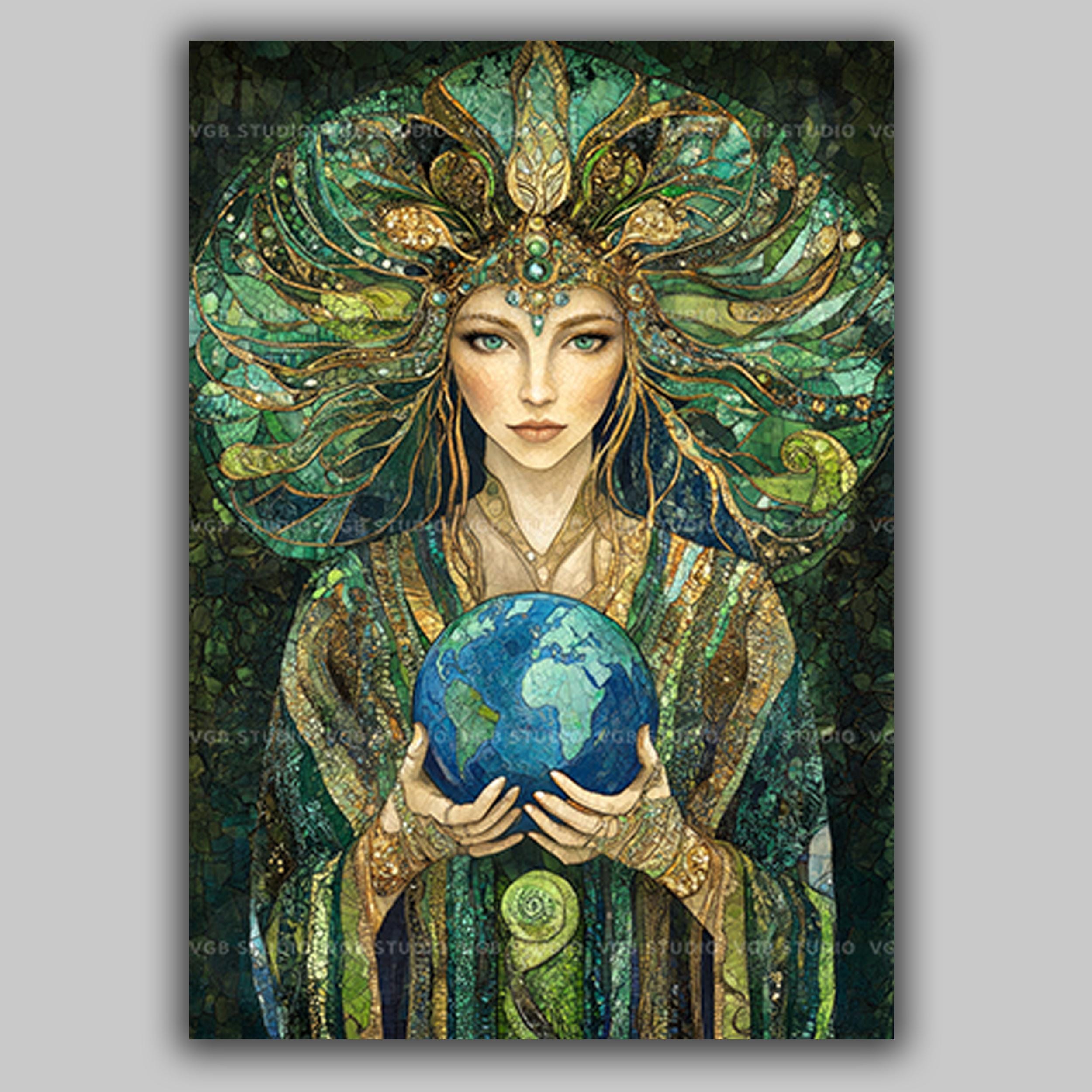Gaia Greek Earth Goddess Art Print Mother Earth Deity Wall Decor Gaea ...