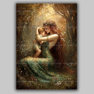 Modron Celtic Goddess Art Print Mother Deity Matrona Wall Decor Mythology Pagan Divine Feminine Woodland Magic Mabon Autumn Equinox AB64