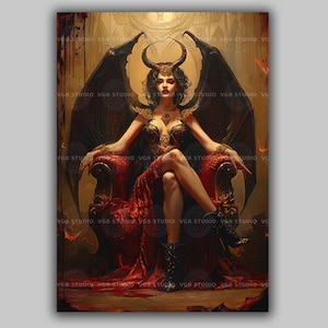 Lilith Art Print Dark Goddess Wall Decor Mythical Demon Queen Fantasy Witchcraft Occult Home Decor Gothic Feminine Power Artwork M55