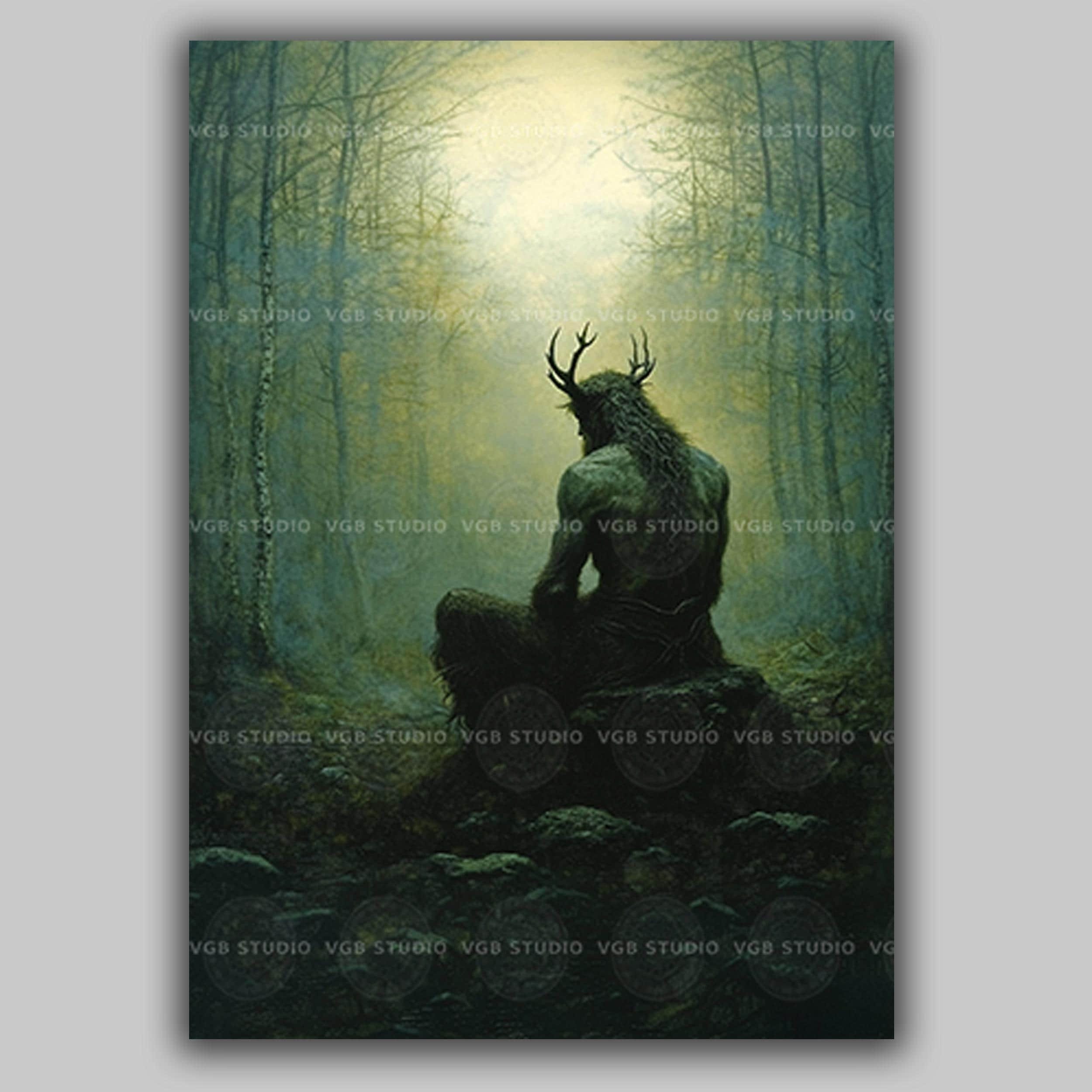 絵画 NAZE - He is the god of the forest Cernunnos Forest God of Wild Nature Print, Pagan Gods, Celtic