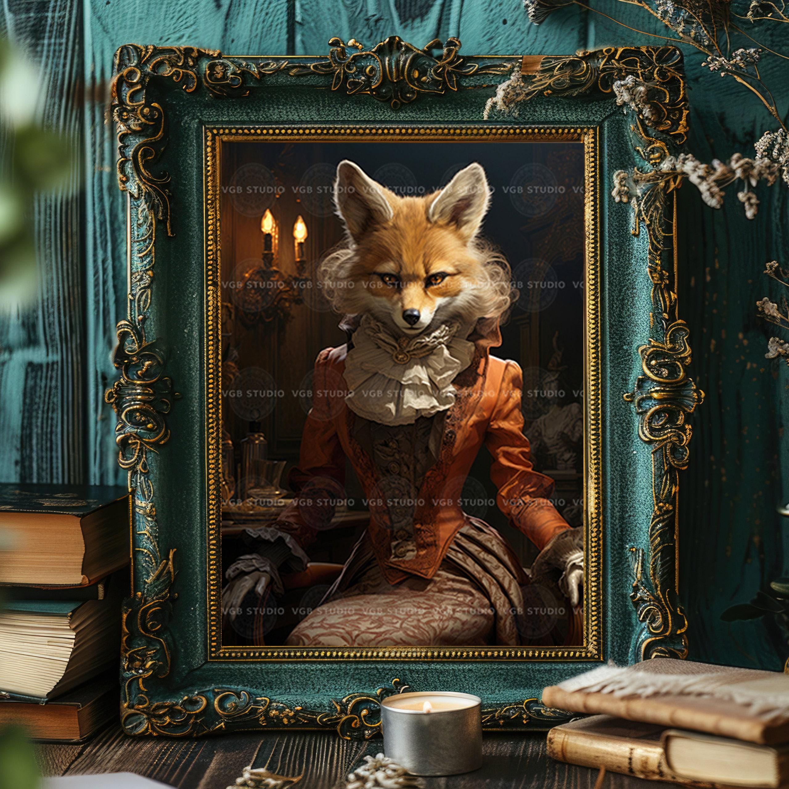 ひ*ん様 英国ヴィンテージ FOX FRAMES ｘ CROCKER.WILSO Victorian Fox Art Print Whimsical Animal Portrait Wall Decor