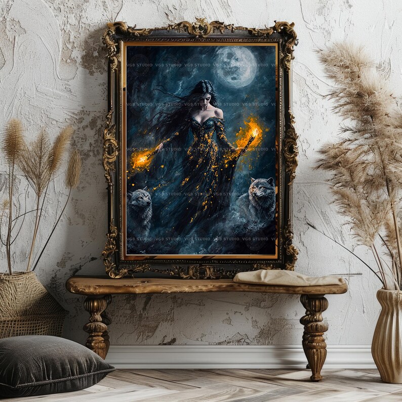 Hecate Wall Art Print, Hekate, Greek Mythology Decor, Wolf Lover Gift, Pagan Altar, Occult Aesthetic, Dark Feminine Energy, Moon Magic ab61 image 8