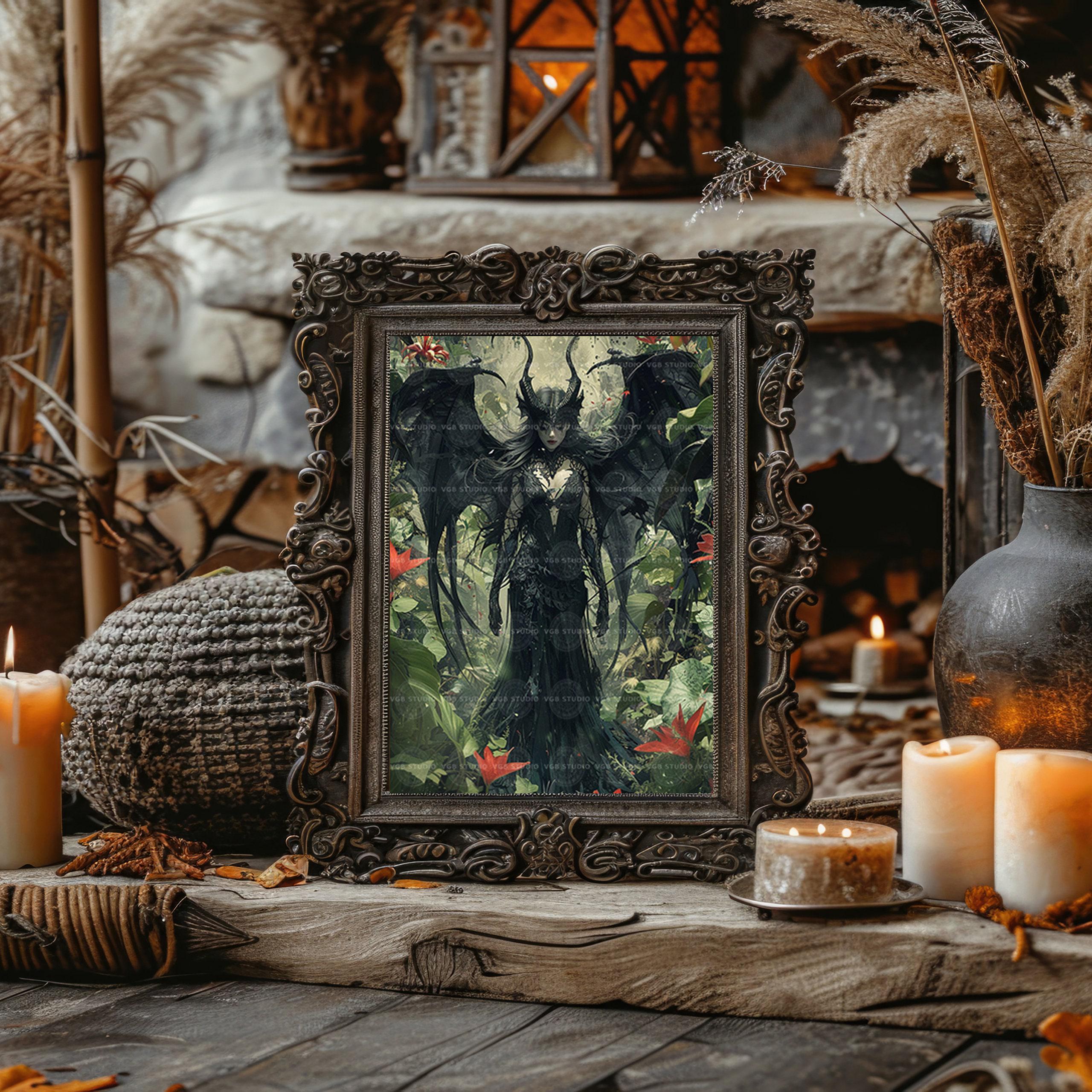 Lilith Dark Botanical Wall Art, Gothic Occult Home Decor