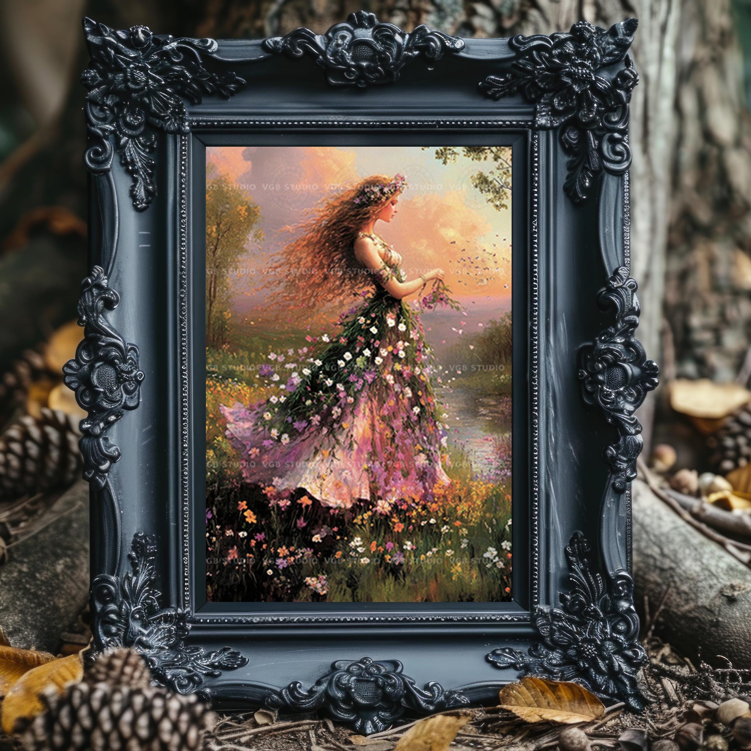Flora Roman Goddess of Spring and Flowers Wall Art Print, Floral Meadow ...