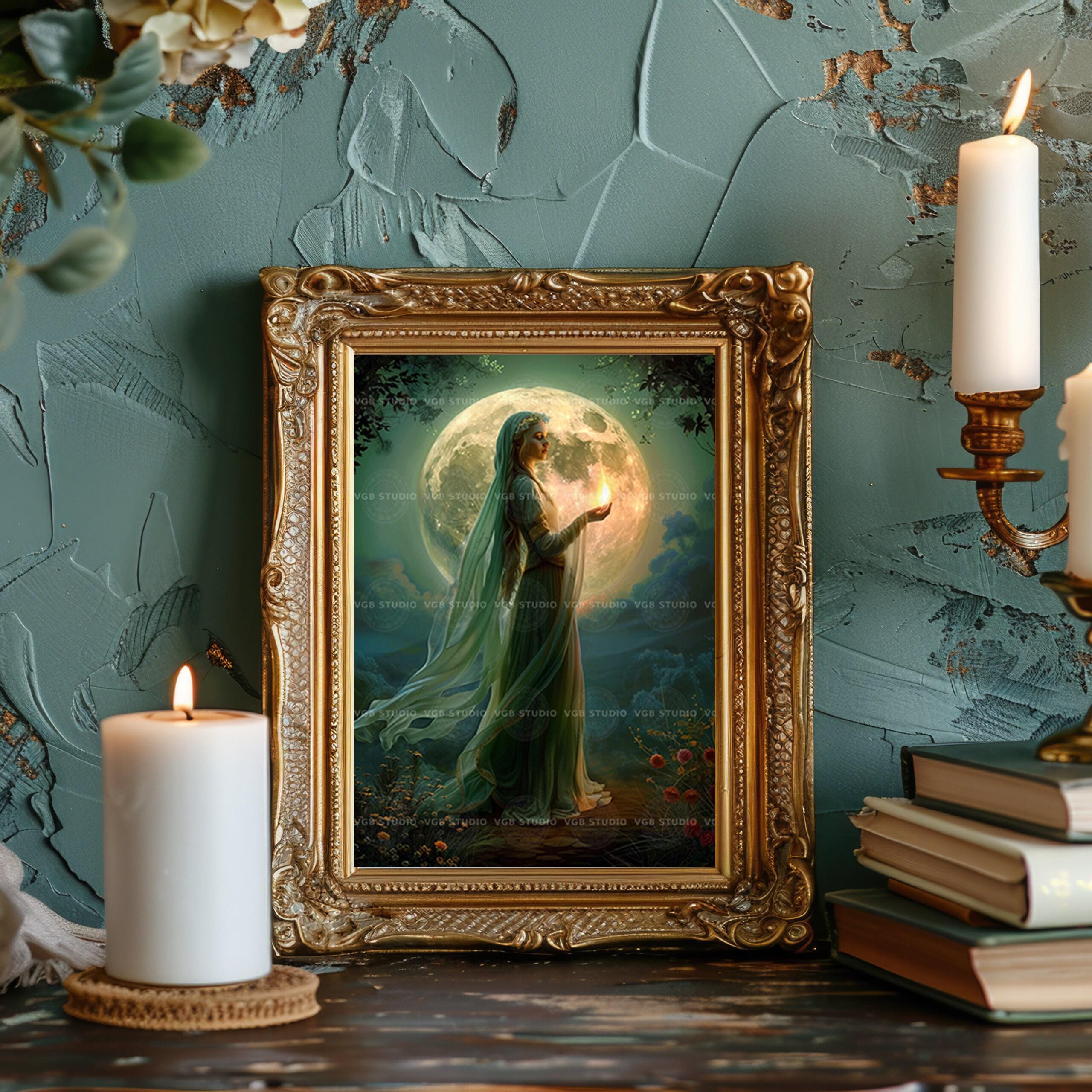 Pagan Spring Moon Brigid Goddess Art Print Celtic Pagan Fire Deity Full Moon Priestess ...