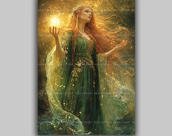 Goddess of Awakening 女神　アート　絵画　油絵　ピンク　光 il_340x270.7270998607_7a8b.jpg