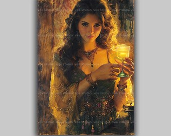 Circe Barock Göttin Esoterische Kunst Giclée, Barock Malerei, Wicca Okkultismus Esoterische Mythologie L25