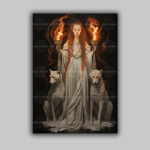 Hekate Höllenhunde Helle Hunde, Griechische Göttin Mond Scheideweg, Hexerei Fine Art Giclée, Barock Malerei, Okkulte Pagan Esoterische Kunst f28