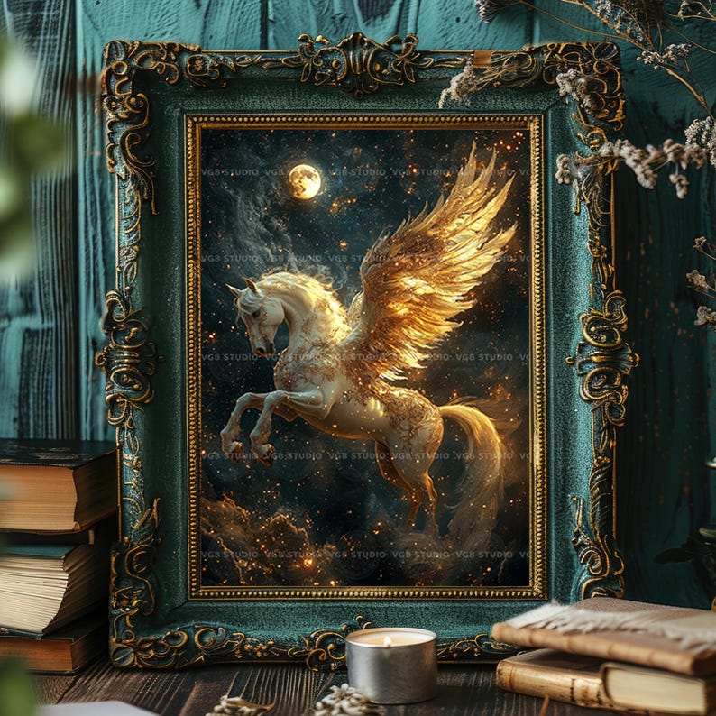 Pegasus Greek Mythology Art Print Winged Horse Fantasy Artwork ...