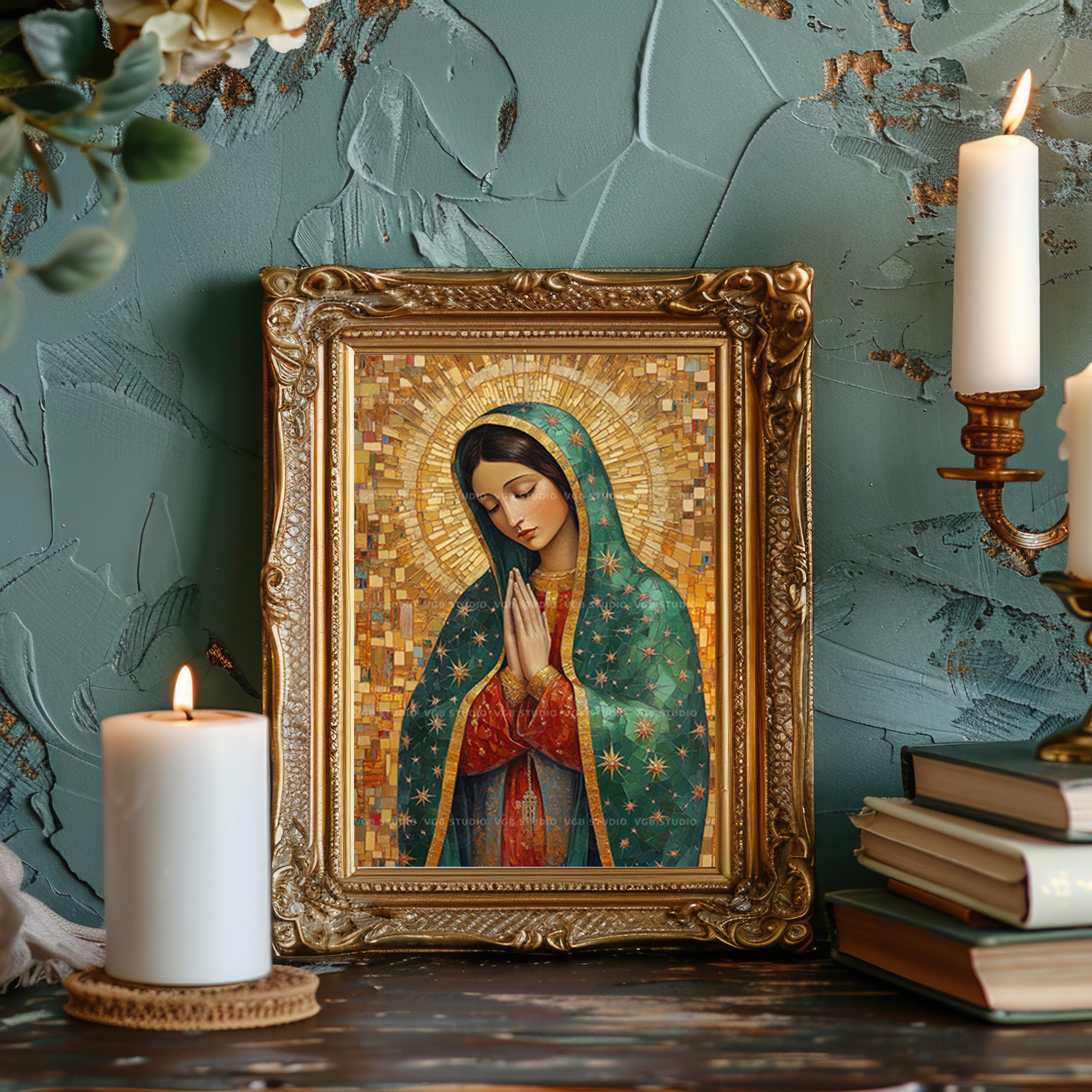 Our Lady of Guadalupe Wall Art Print Catholic Virgin Mary Mosaic Icon ...