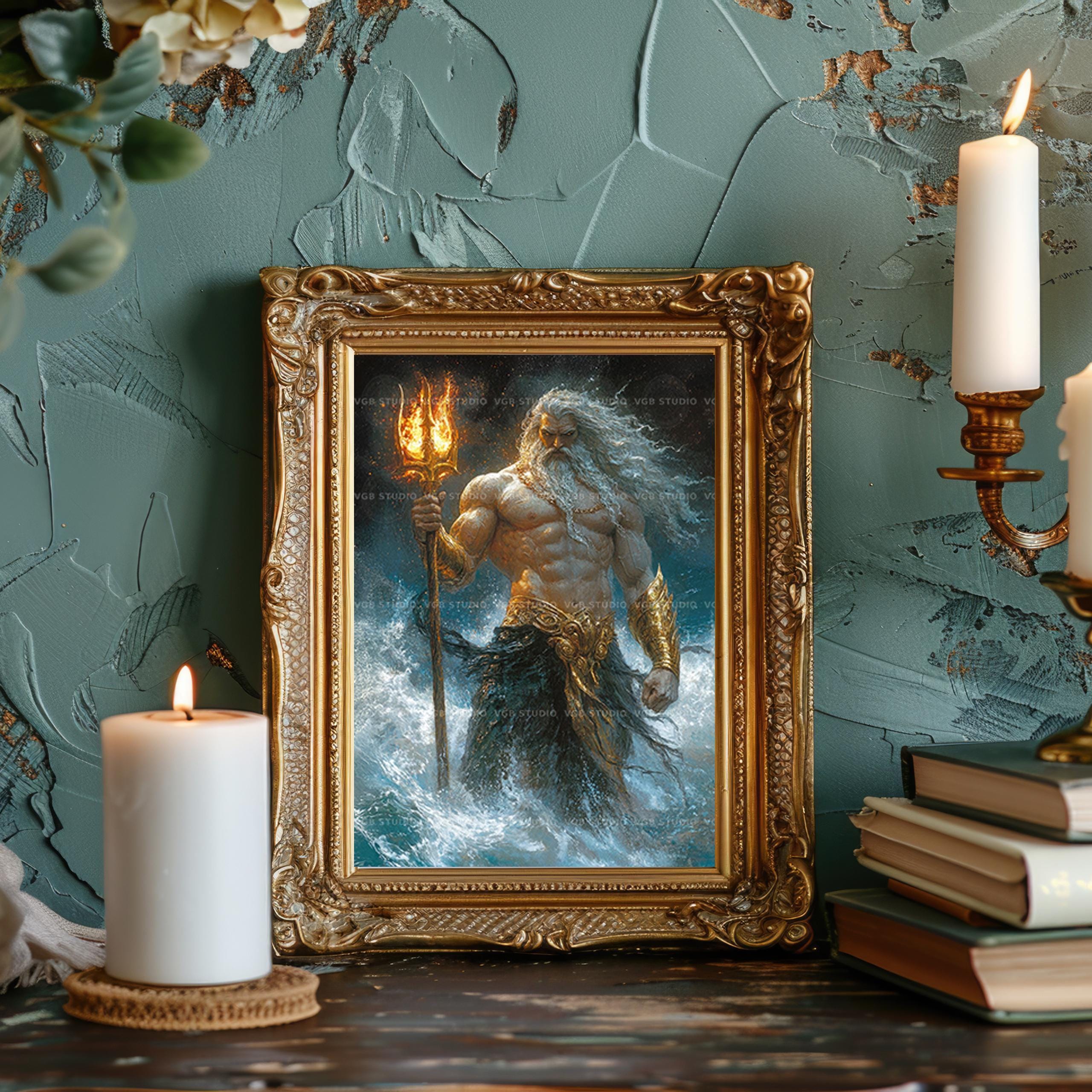 Poseidon Greek God of the Sea Art Print Ocean Storm Mythology Wall Art ...