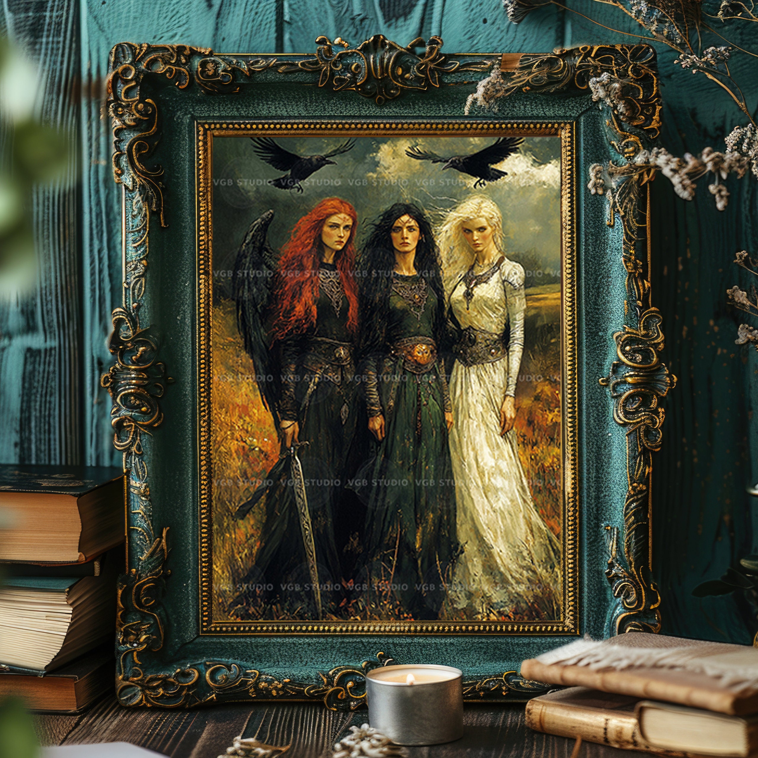 The Morrigan Badb Macha and Nemain Celtic Triple Goddess