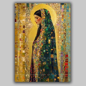 Mary Magdalene Art Print Mosaic Icon Religious Decor Sacred Woman Spiritual Wall Christian Gift Colorful Portrait Faith Altar Catholic AJ51 image 1