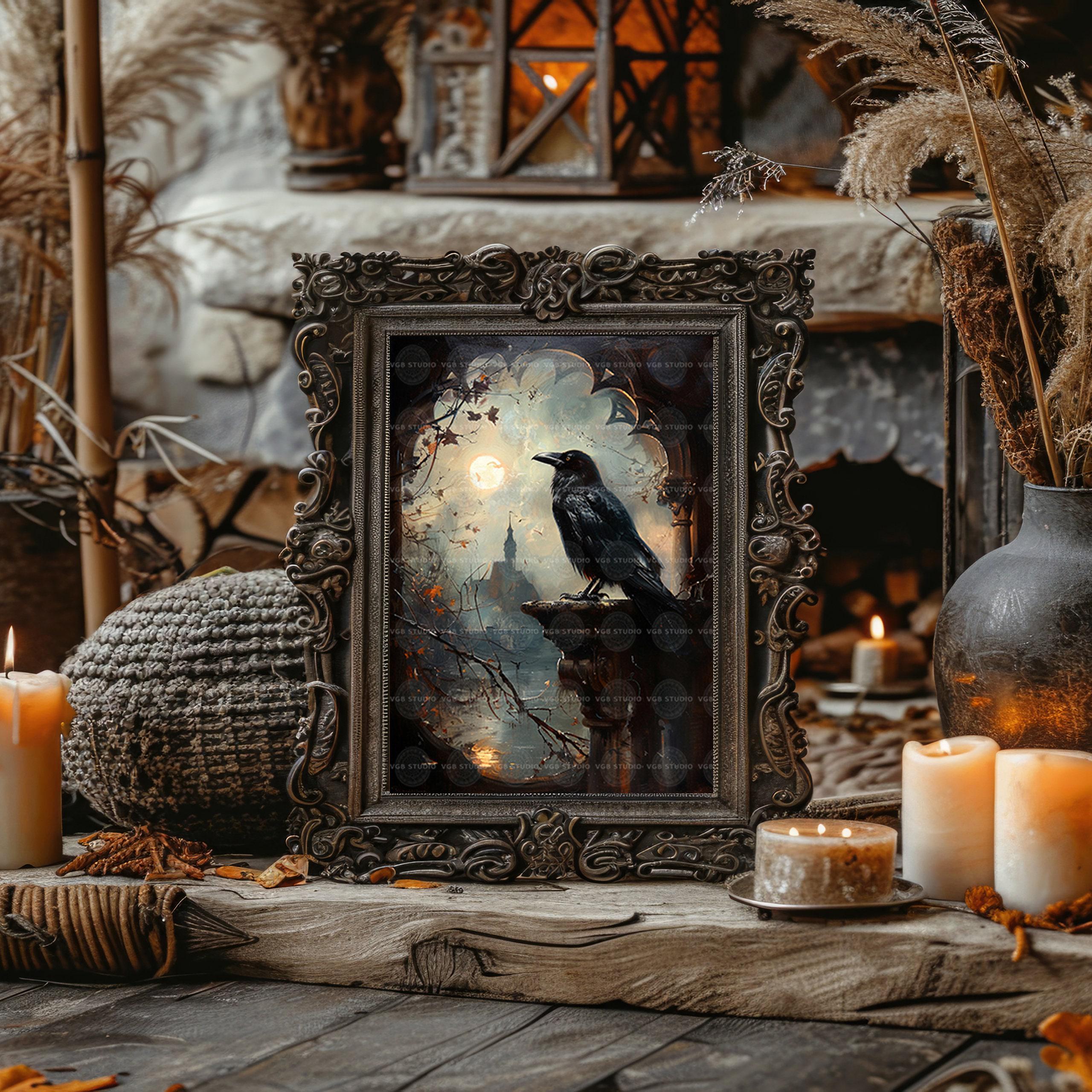 ZZKKO Magnetic Mailbox Cover - Retro Gothic Black Raven & Moon Design, 25.5x20.8 Inch - View #9