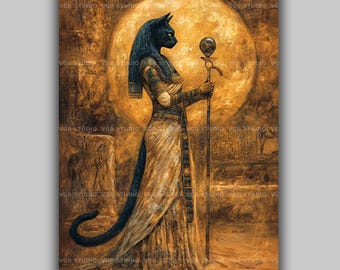 【希少】古代エジプト神々 大きめ 木製フレーム付き（送料込み） バステト女神の木製絵画 手作り 古代エジプト神話 - Etsy 日本