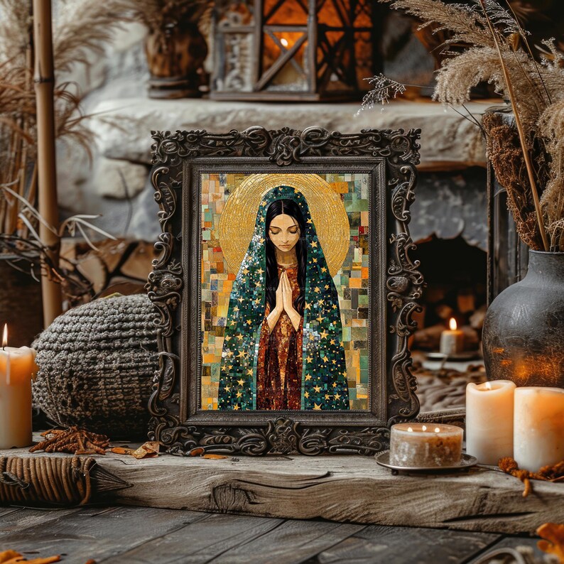 Lady of Guadalupe Wall Art Print Catholic Virgin Mary Mosaic Icon ...