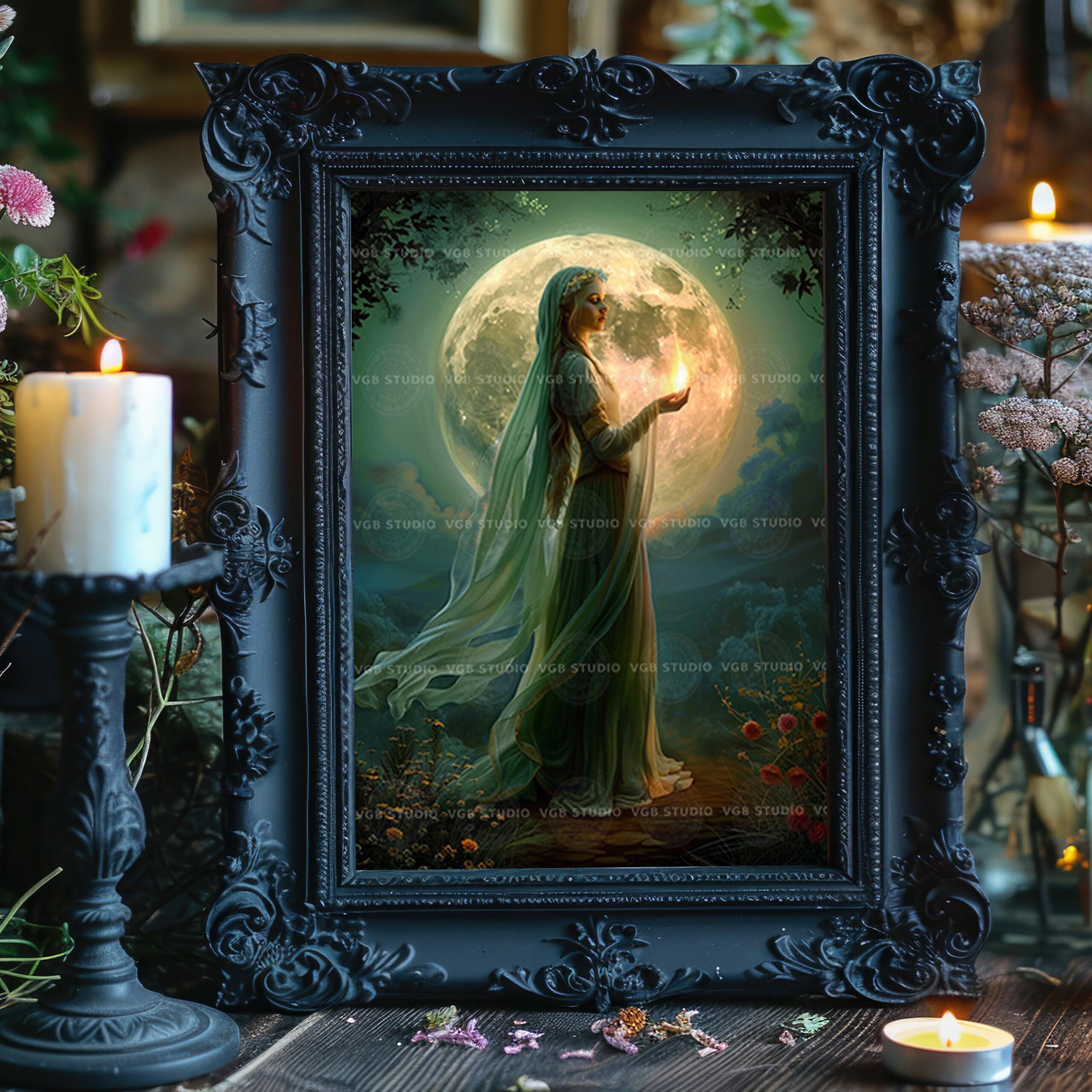 Pagan Spring Moon Brigid Goddess Art Print Celtic Pagan Fire Deity Full Moon Priestess ...