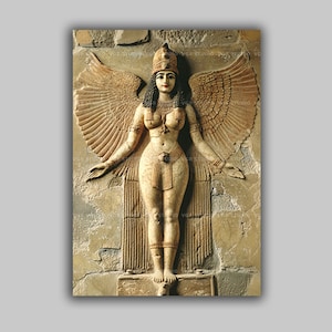 Ishtar Wall Art Print Mesopotamian Goddess of Love and War Ancient Relief Decor Fertility Divine Feminine Inanna Babylonian Deity Art w08