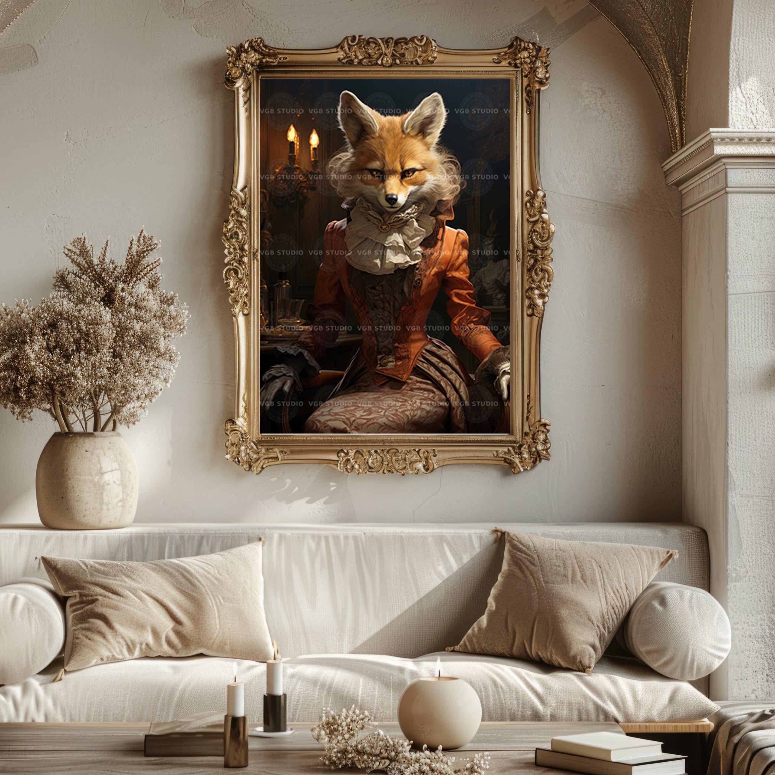 Victorian Fox Art Print Whimsical Animal Portrait Wall Decor