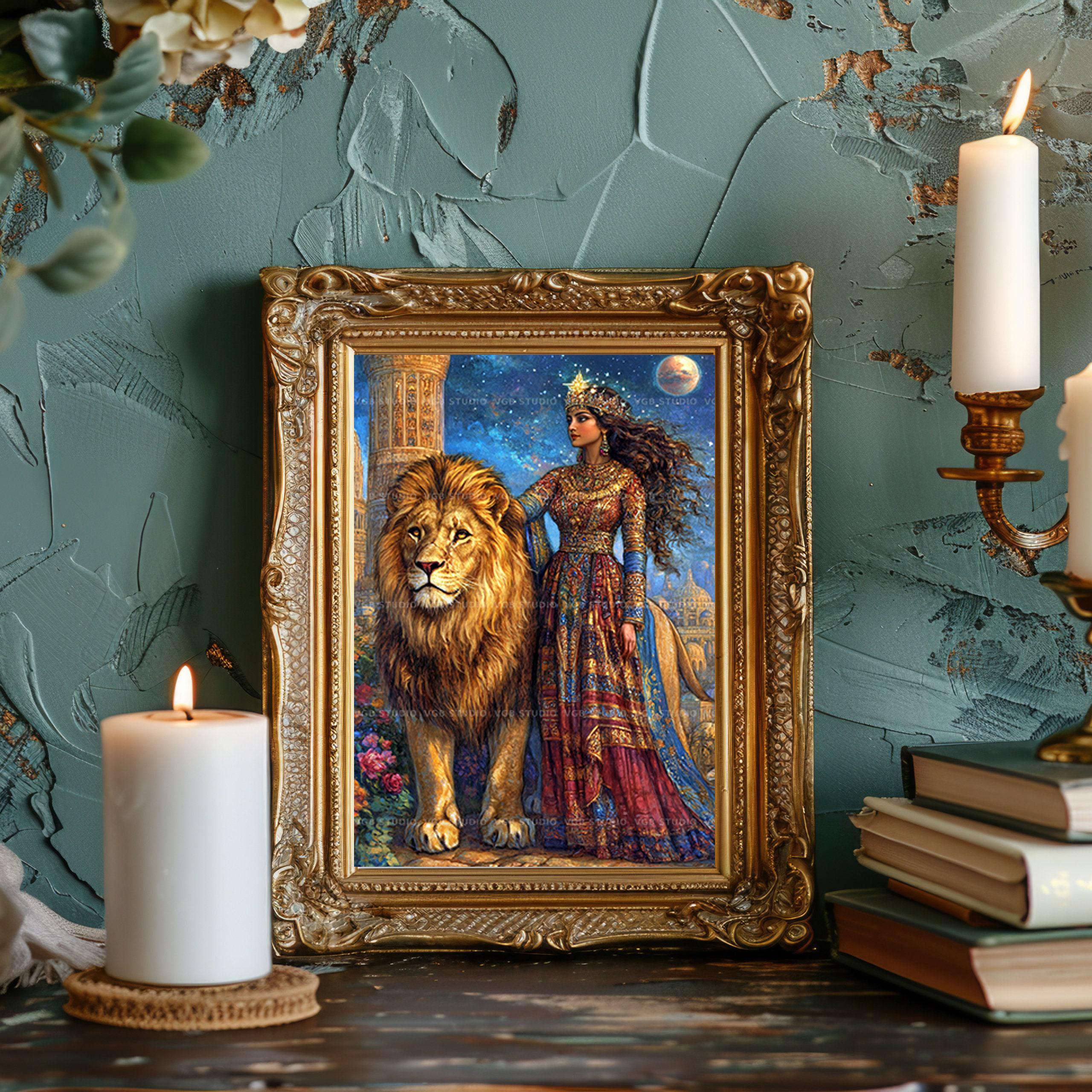 イシュタル女神アートプリント メソポタミア 天空の女王 ライオンの