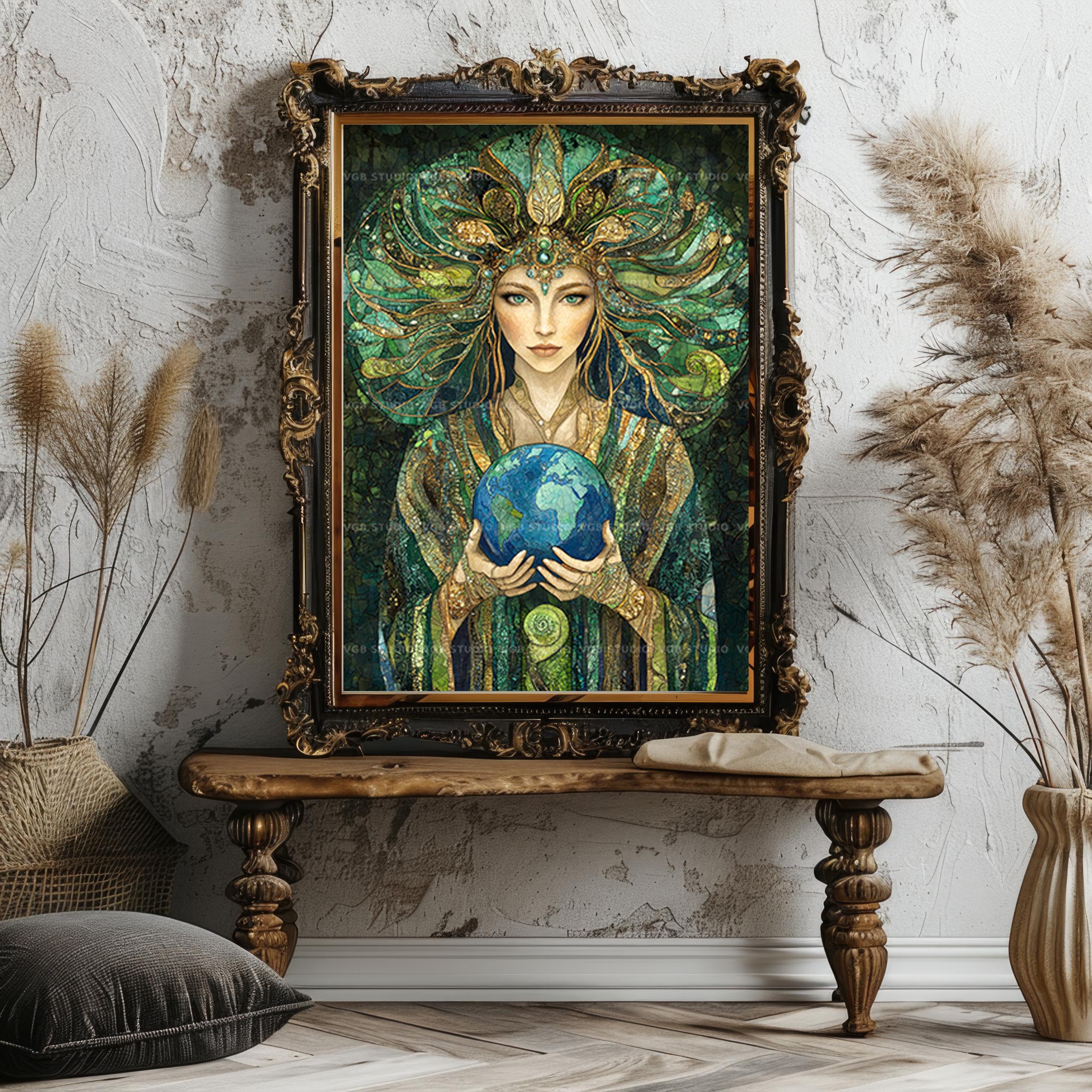 Gaia Greek Earth Goddess Art Print Mother Earth Deity Wall Decor Gaea ...