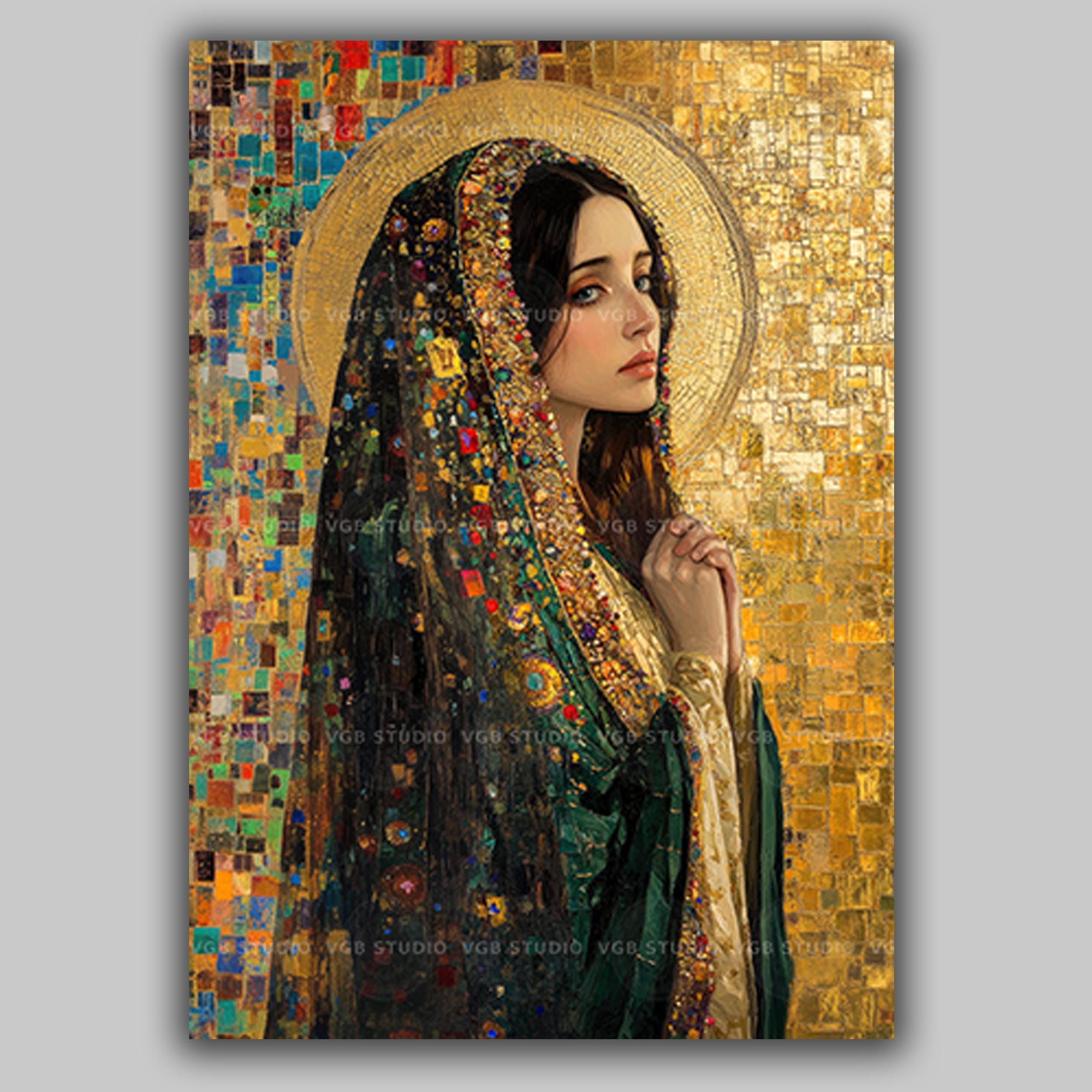 Mary Magdalene Art Print Mosaic Icon Saint Portrait Sacred Decor