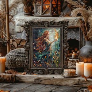 Brigid Celtic Pagan Goddess of Healing Print, Poetry Wisdom Deity Fine Art Giclee, Irish Baroque Painting, Esoteric Ancient Myth Art M50 image 6