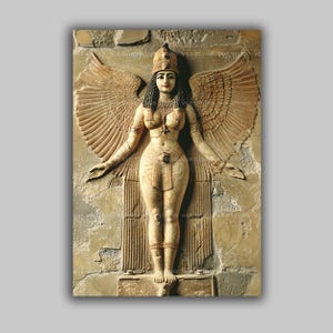 Impresión de arte mural de Ishtar, diosa mesopotámica del amor y la guerra, decoración en relieve antiguo, fertilidad, divina feminidad, Inanna, deidad babilónica, arte w08
