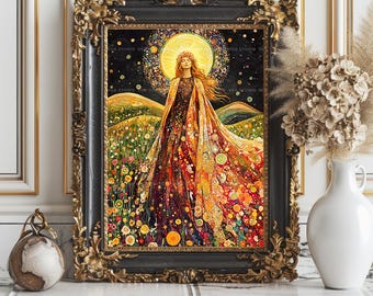 アイネ ケルトの女神 アートプリント モザイク 太陽神 春 野花 女王