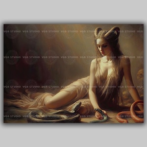 Impression Lilith avec le diable des serpents, art sombre baroque démon, affiche occulte, femme démon gothique, sorcellerie, impression de sorcière, art wicca, J64